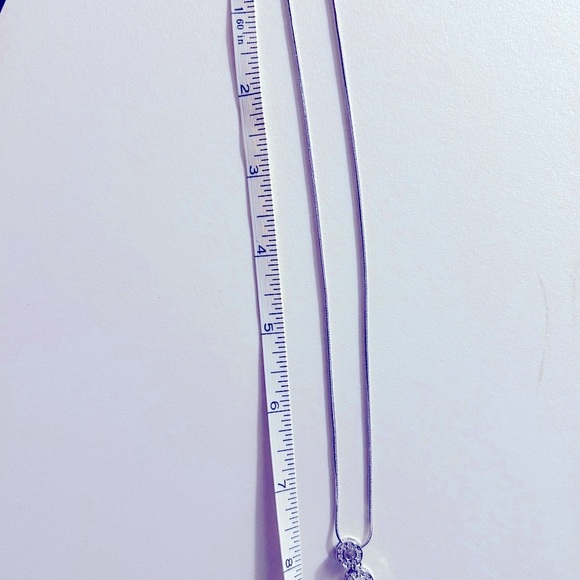 FREE 💰add 1 to bundle Necklace Rhinestone circled pendant 16” snake chain - Picture 5 of 5